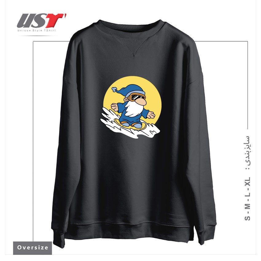 سوییشرت اورسایز طرح GNOME ON SNOWBOARD