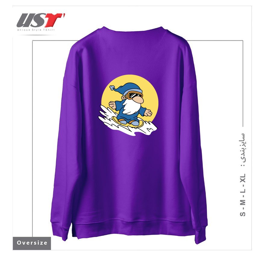 طرح GNOME ON SNOWBOARD سوییشرت اورسایزرنگ بنفش