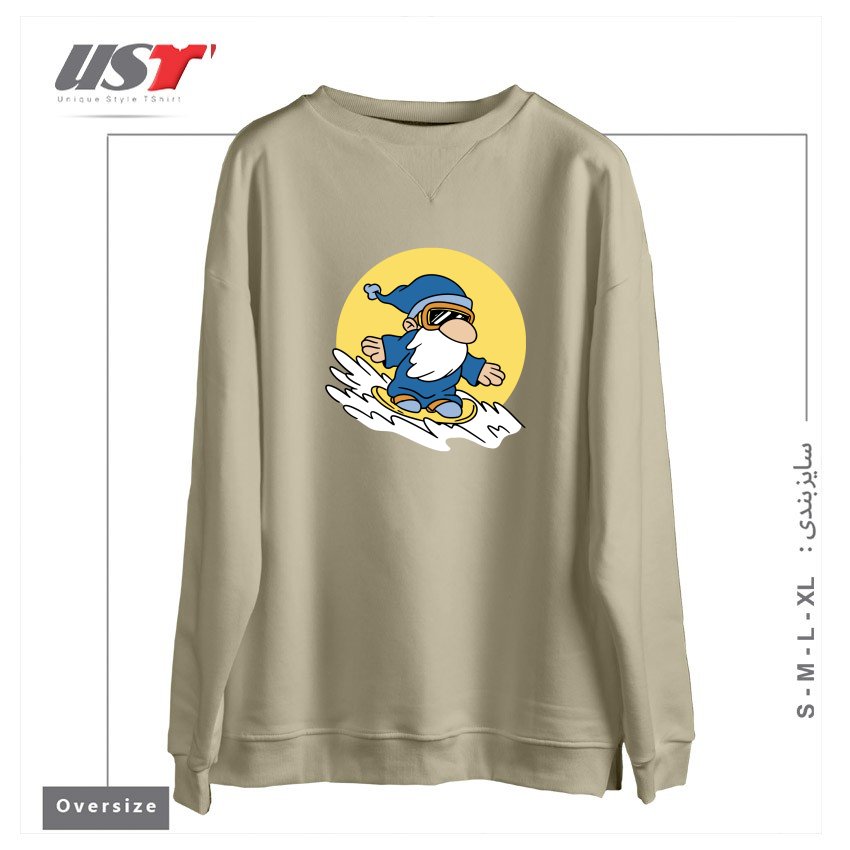طرح GNOME ON SNOWBOARD سوییشرت اورسایزرنگ نخودی
