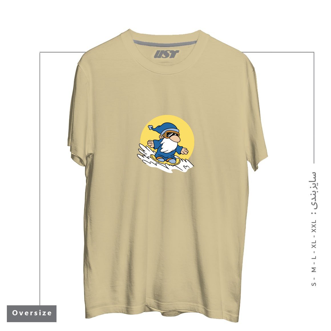 تیشرت اورسایز طرح GNOME ON SNOWBOARD