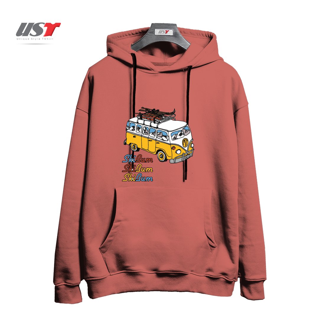 طرح MT SKI BUM هودی اورسایزرنگ آجری