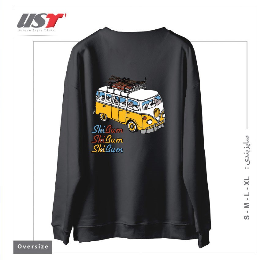 طرح MT SKI BUM سوییشرت اورسایزرنگ دودی