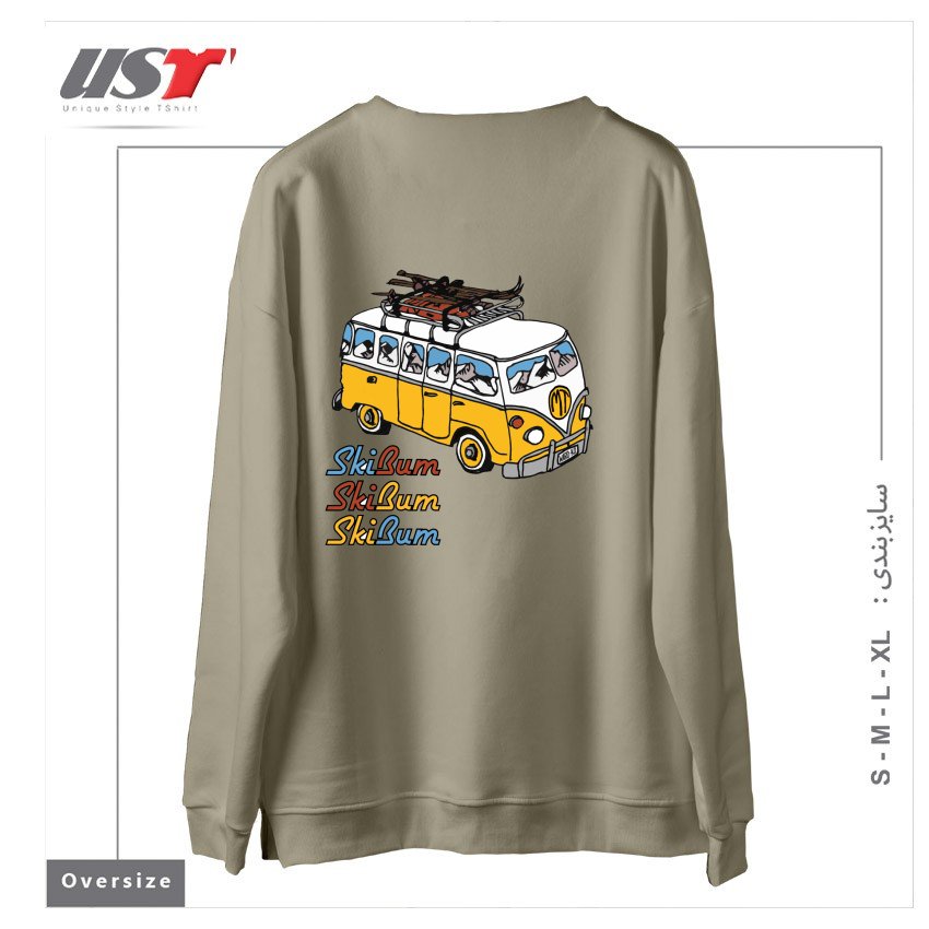 طرح MT SKI BUM سوییشرت اورسایزرنگ نخودی
