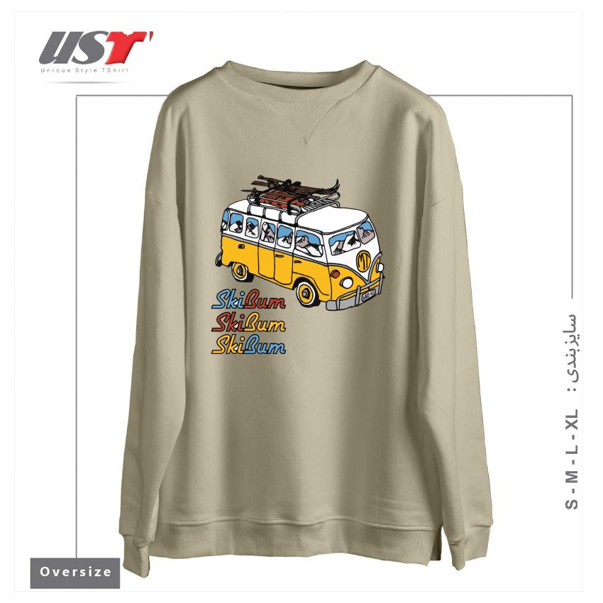 طرح MT SKI BUM سوییشرت اورسایزرنگ نخودی