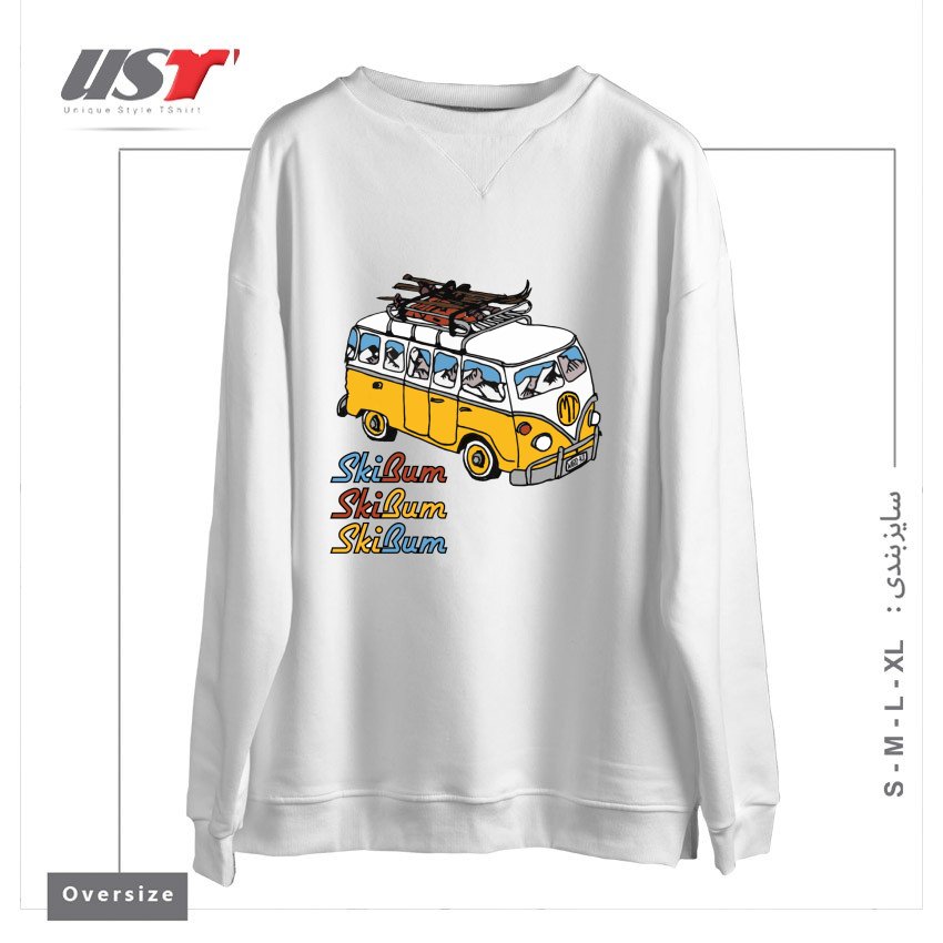 طرح MT SKI BUM سوییشرت اورسایزرنگ سفید