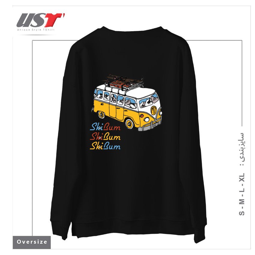 طرح MT SKI BUM سوییشرت اورسایزرنگ مشکی