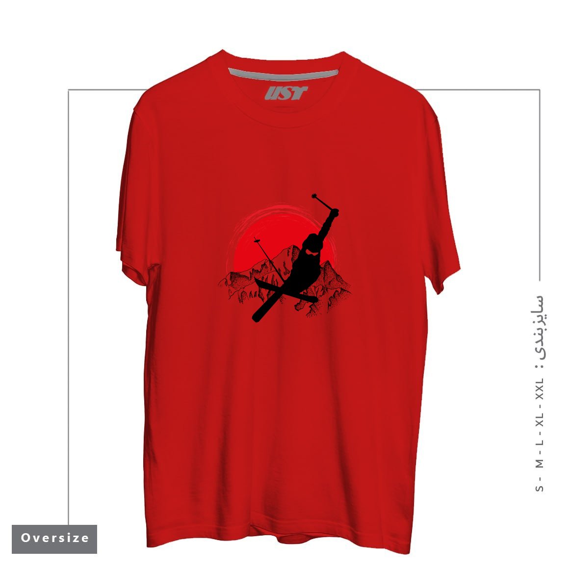 طرح MY SKI AND SNOW ART7 تیشرت اورسایزرنگ قرمز