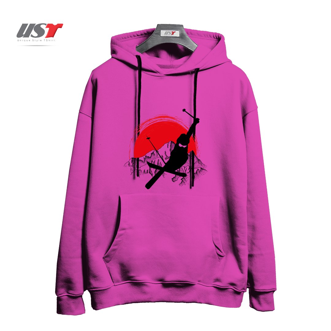 طرح MY SKI AND SNOW ART7 هودی اورسایزرنگ صورتی