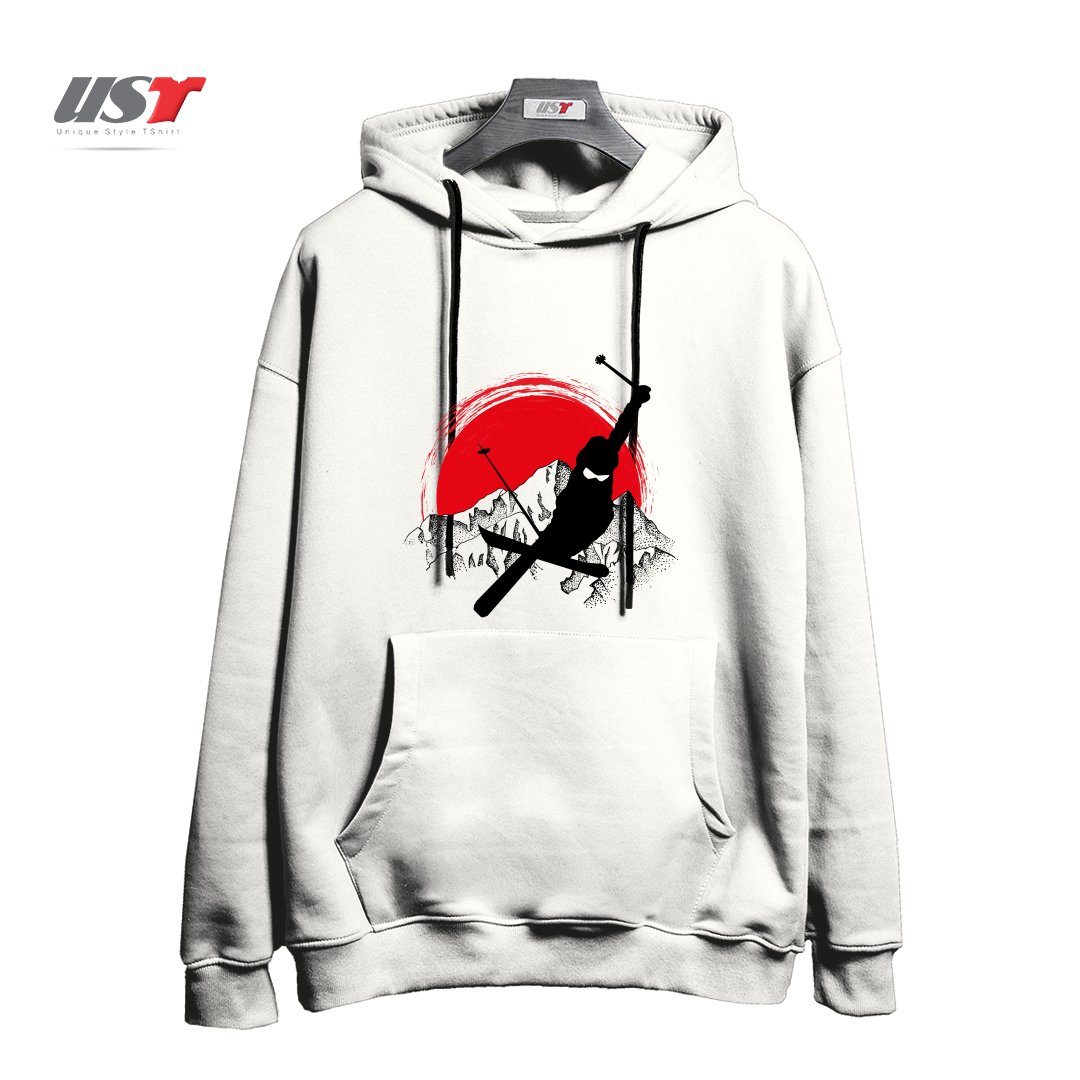 طرح MY SKI AND SNOW ART7 هودی اورسایزرنگ سفید