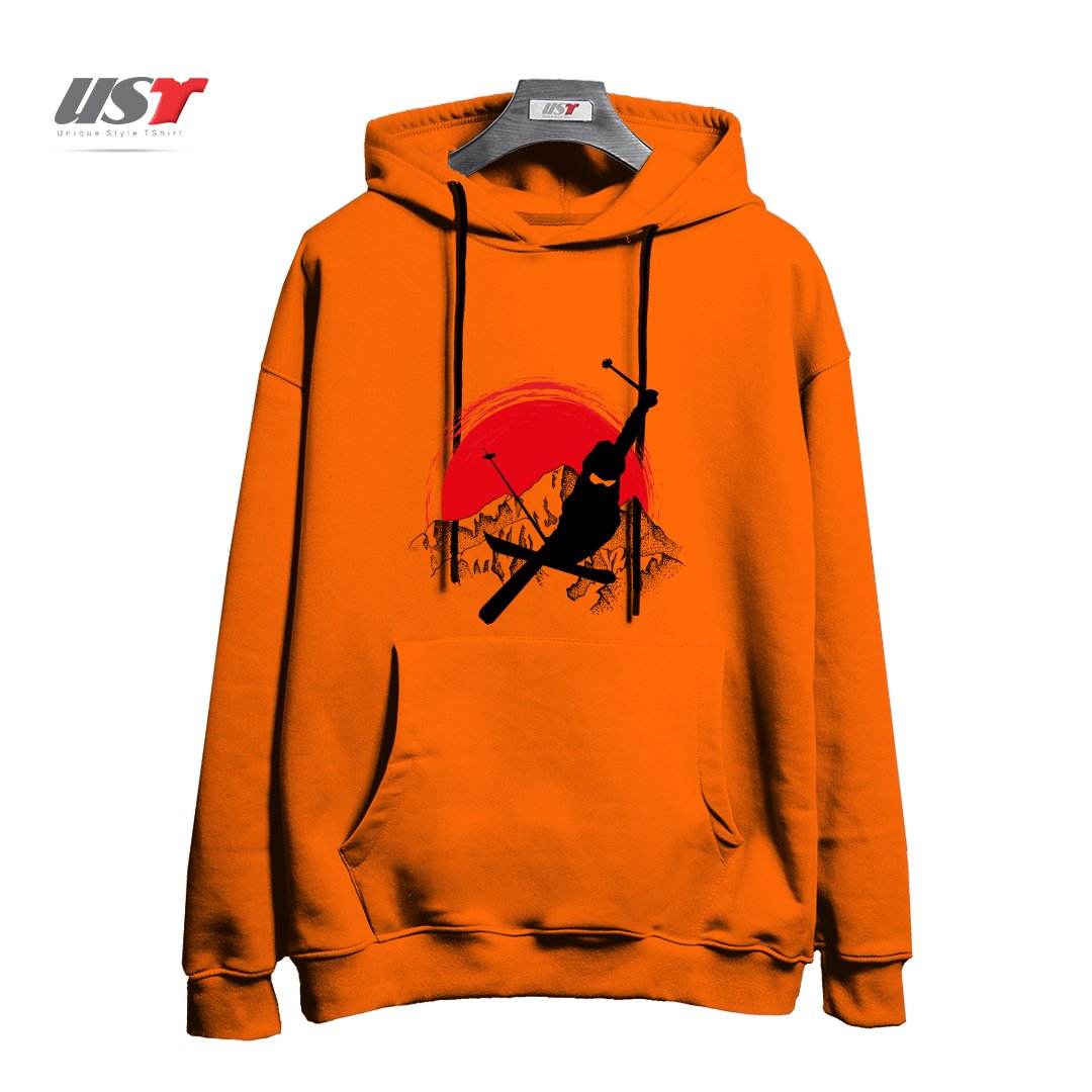 طرح MY SKI AND SNOW ART7 هودی اورسایزرنگ نارنجی