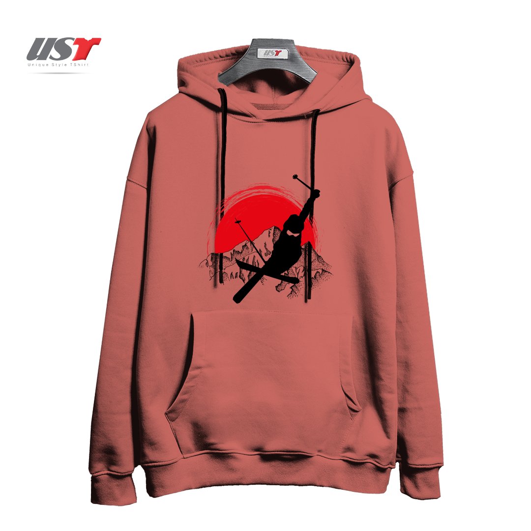 طرح MY SKI AND SNOW ART7 هودی اورسایزرنگ آجری