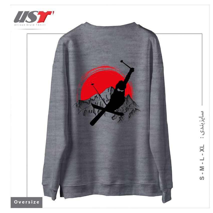 طرح MY SKI AND SNOW ART7 سوییشرت اورسایزرنگ طوسی ملانژ