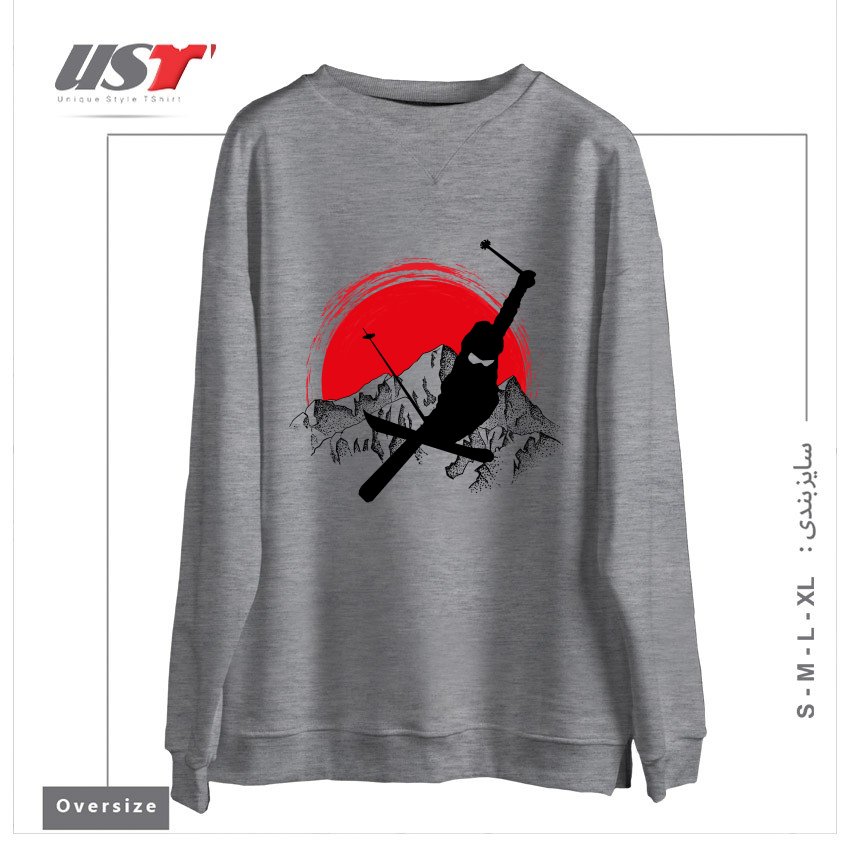 طرح MY SKI AND SNOW ART7 سوییشرت اورسایزرنگ طوسی ملانژ