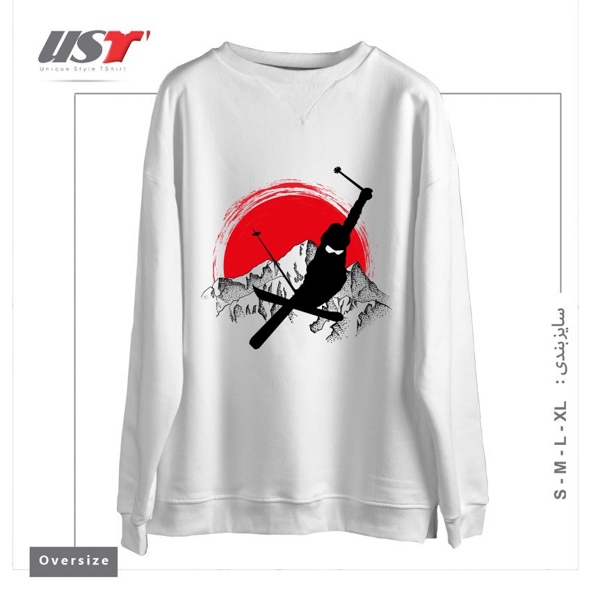 طرح MY SKI AND SNOW ART7 سوییشرت اورسایزرنگ سفید