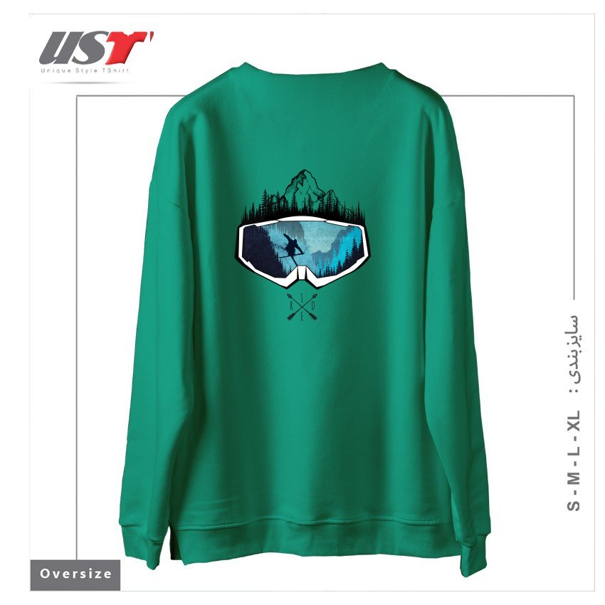 طرح MY SKI AND SNOW ART451 سوییشرت اورسایزرنگ سبز سدری