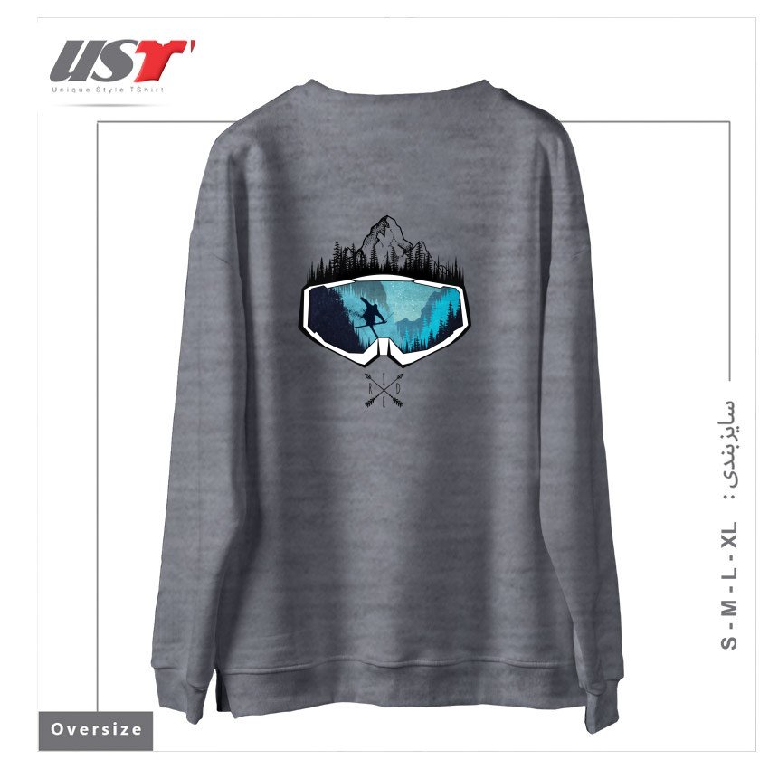 طرح MY SKI AND SNOW ART451 سوییشرت اورسایزرنگ طوسی ملانژ