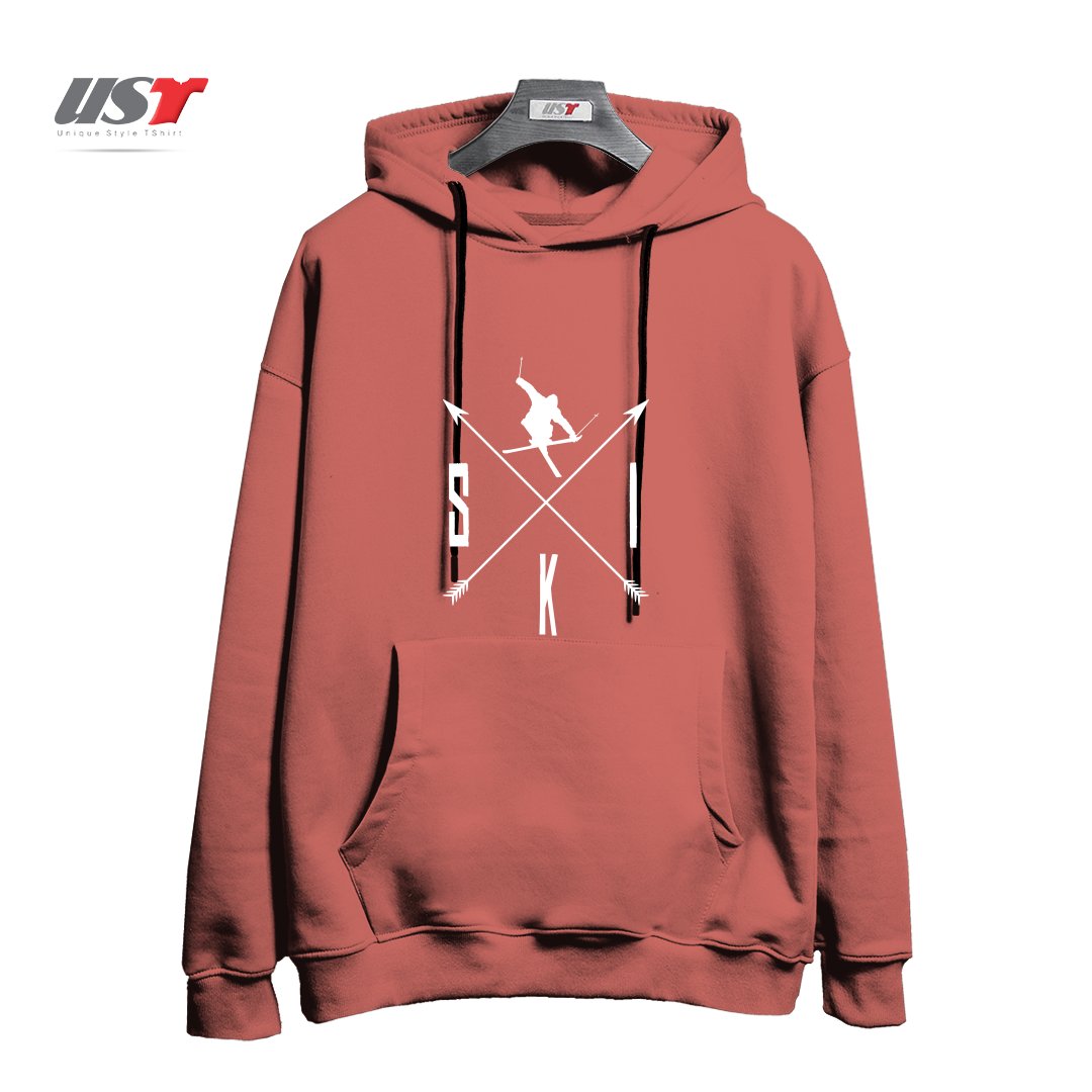 طرح MY SKI AND SNOW ART746 هودی اورسایزرنگ آجری