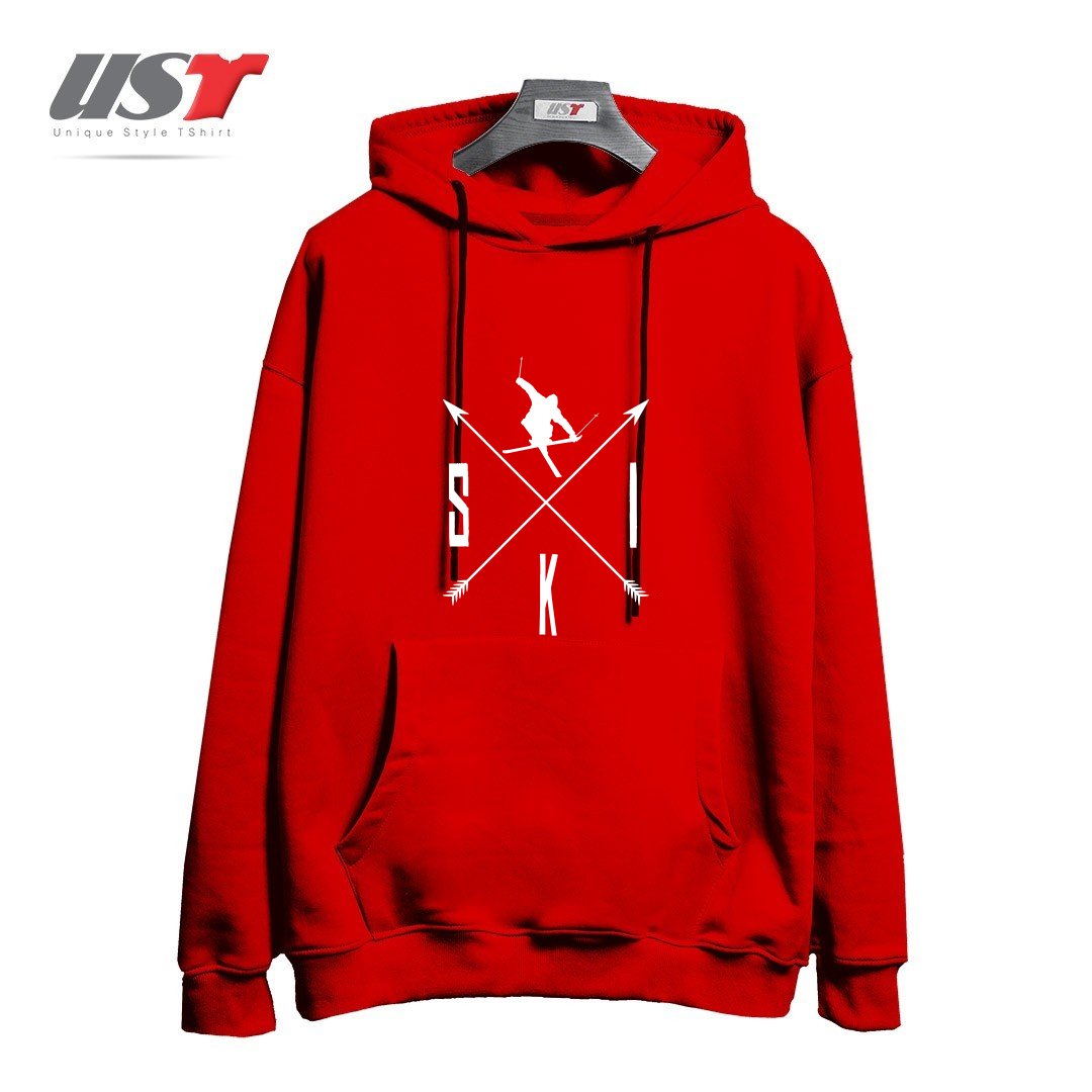 طرح MY SKI AND SNOW ART746 هودی اورسایزرنگ قرمز