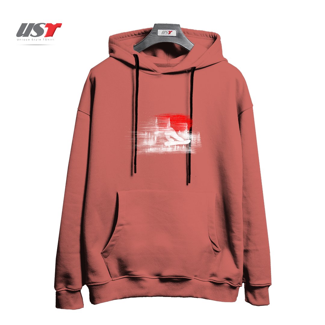 طرح MY SNOWBOARD ART هودی اورسایزرنگ آجری