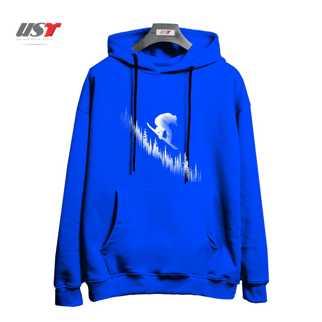 طرح MY SNOWBOARD ART2 هودی اورسایزرنگ آبی شالی