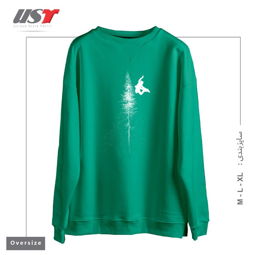 طرح MY SNOWBOARD ART7865 سوییشرت اورسایزرنگ سبز سدری
