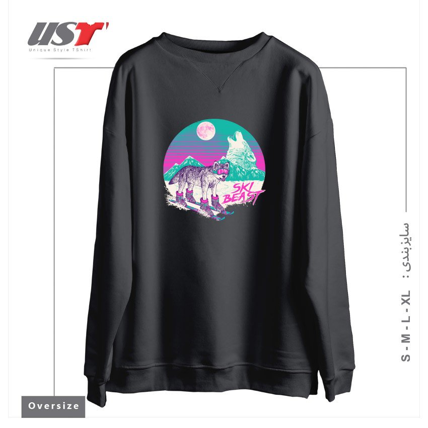 طرح SKI BEAST سوییشرت اورسایزرنگ دودی