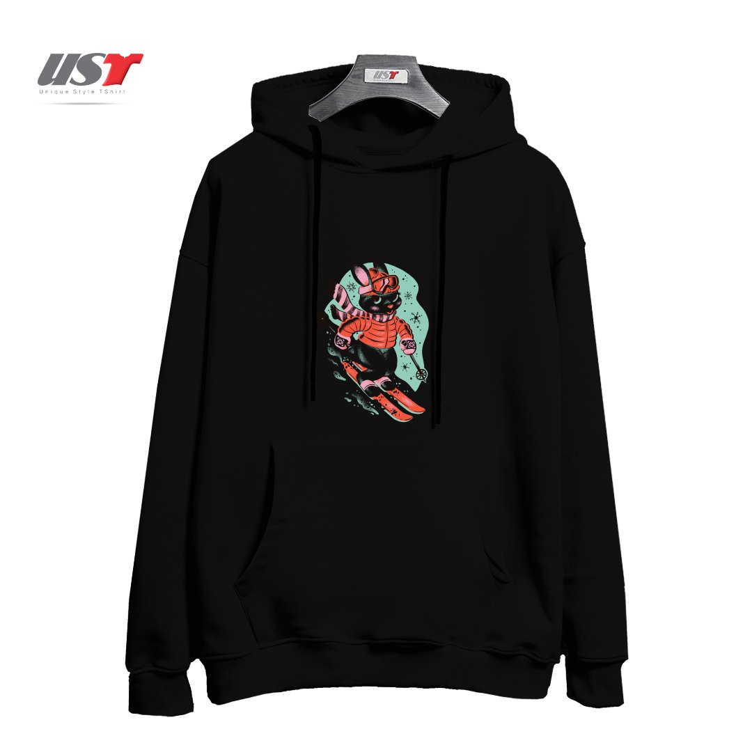 طرح SKI BUNNY هودی اورسایزرنگ مشکی