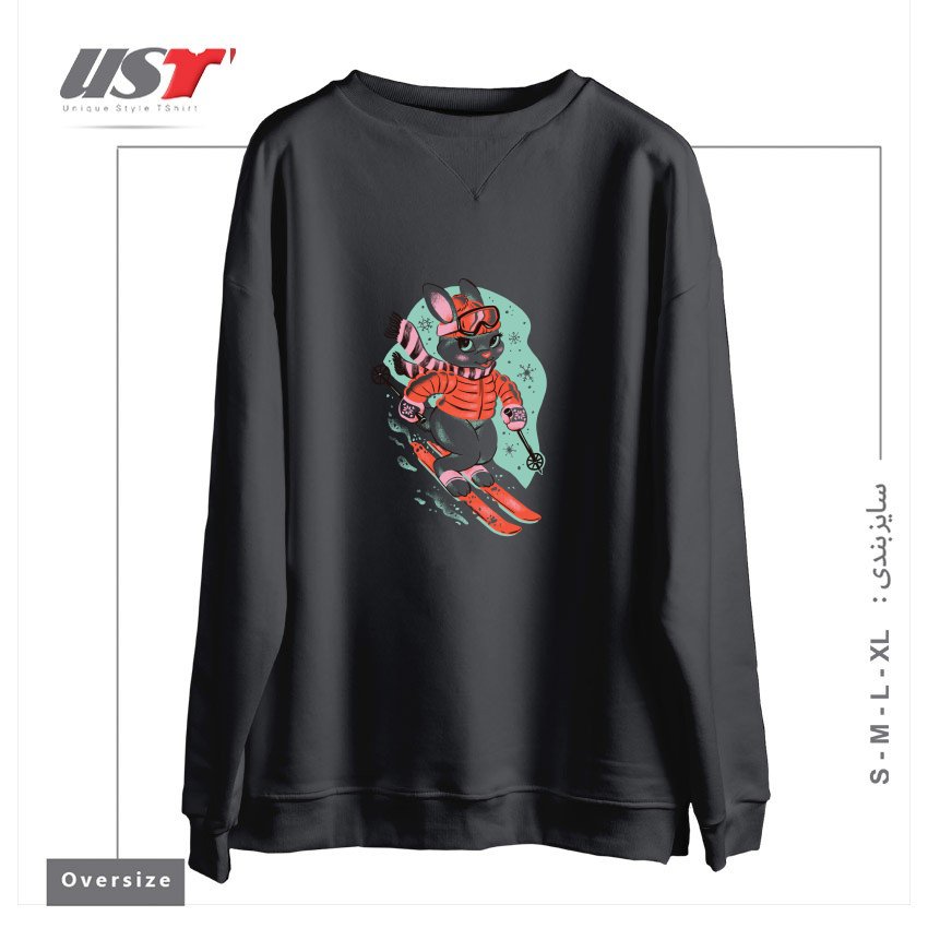 طرح SKI BUNNY سوییشرت اورسایزرنگ دودی