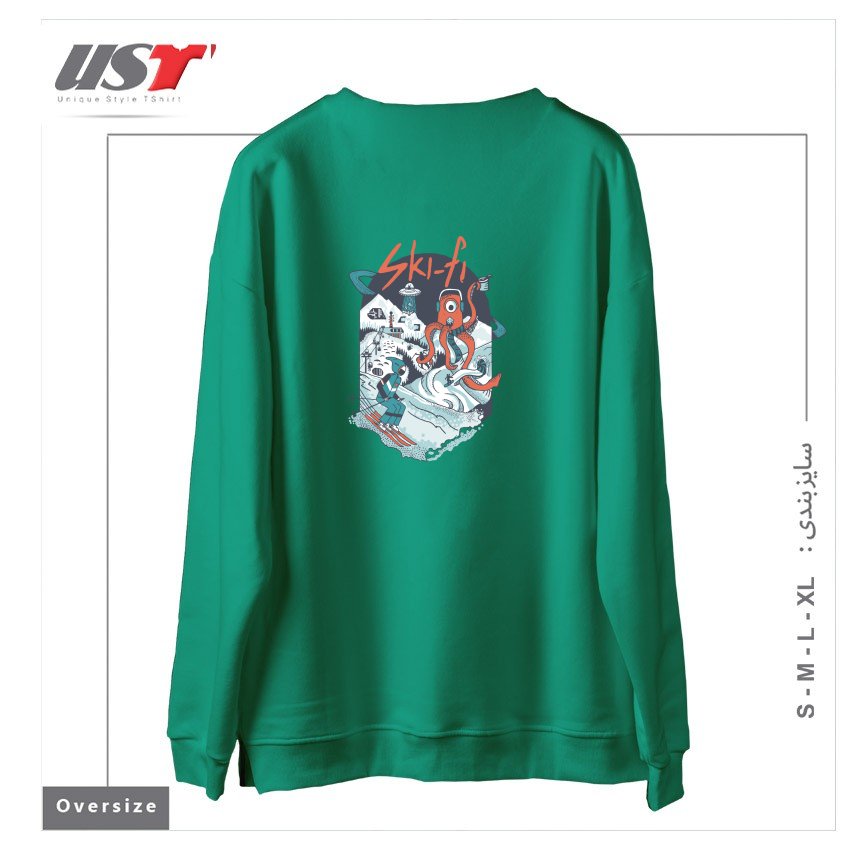 طرح SKI FI سوییشرت اورسایزرنگ سبز سدری