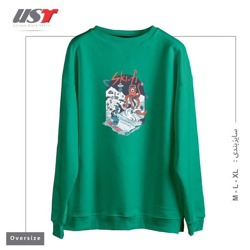 طرح SKI FI سوییشرت اورسایزرنگ سبز سدری