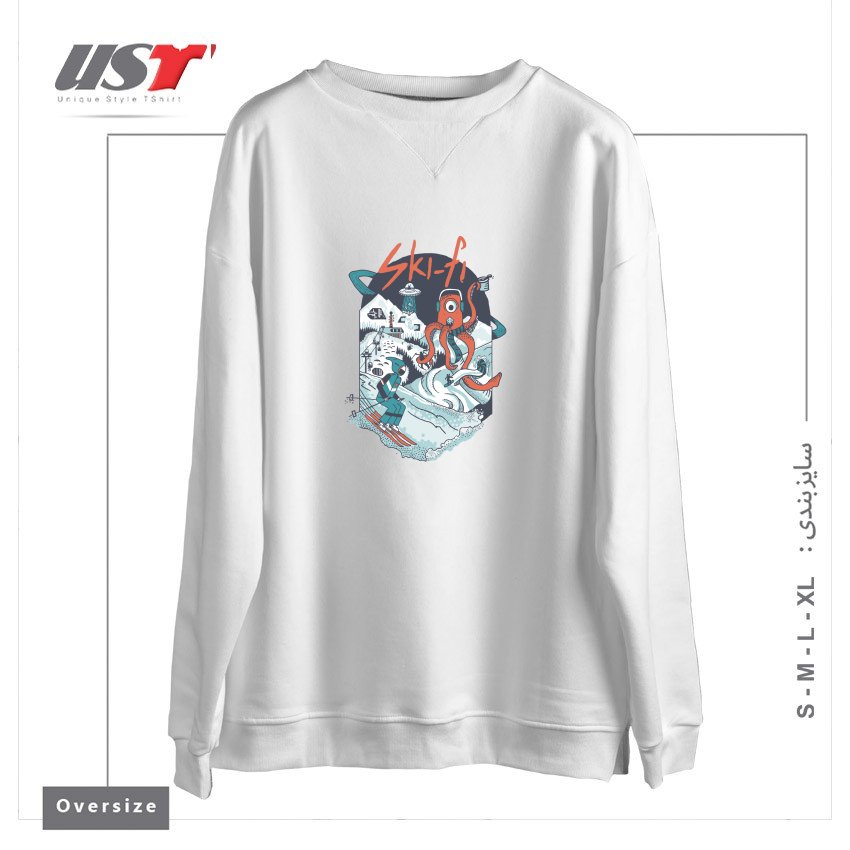 طرح SKI FI سوییشرت اورسایزرنگ سفید