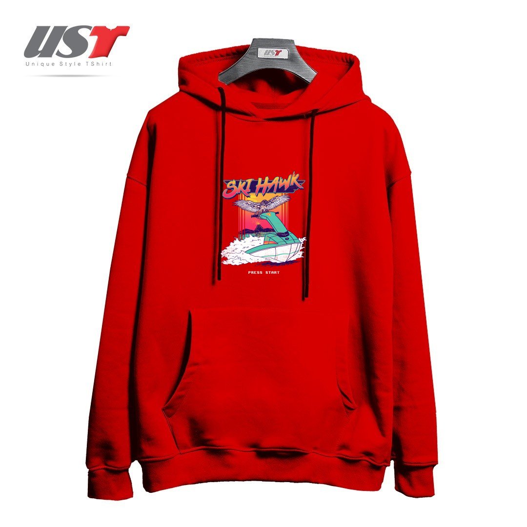 طرح SKI HAWK هودی اورسایزرنگ قرمز
