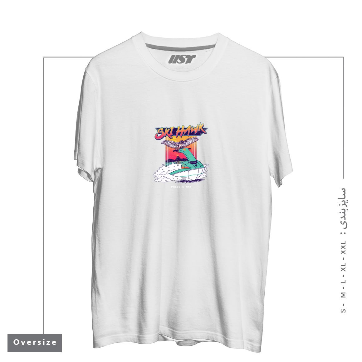 طرح SKI HAWK تیشرت اورسایزرنگ سفید