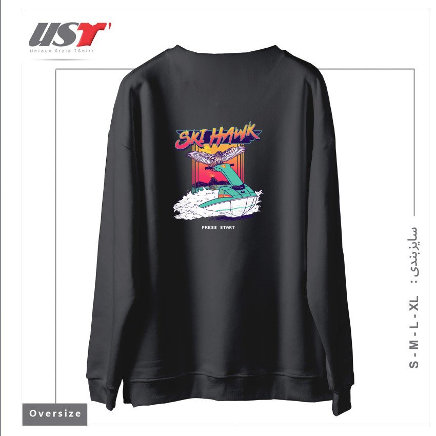 طرح SKI HAWK سوییشرت اورسایزرنگ دودی