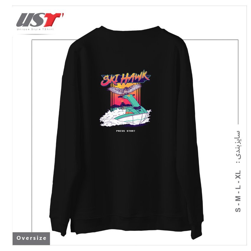 طرح SKI HAWK سوییشرت اورسایزرنگ مشکی