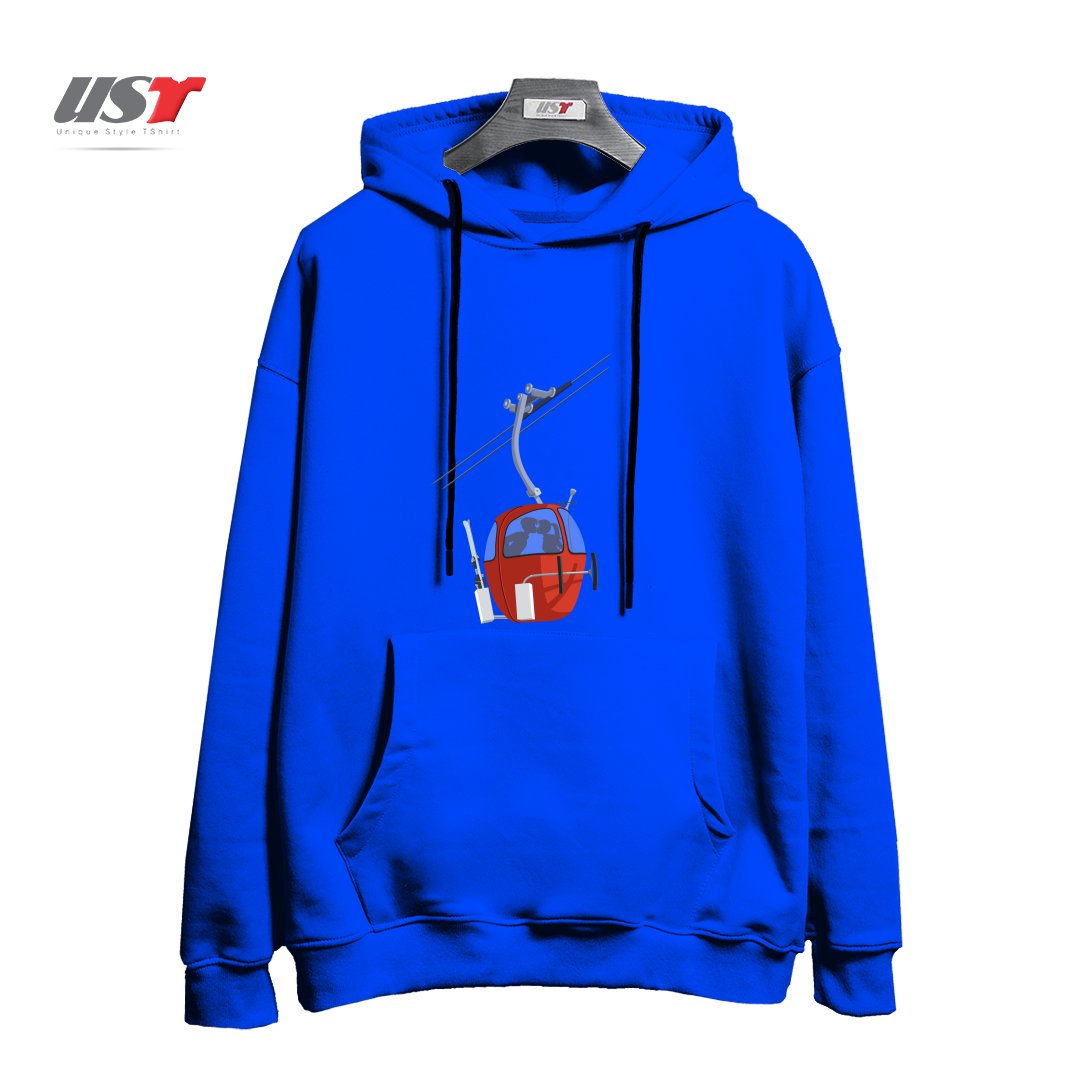 طرح SKI KISS هودی اورسایزرنگ آبی شالی