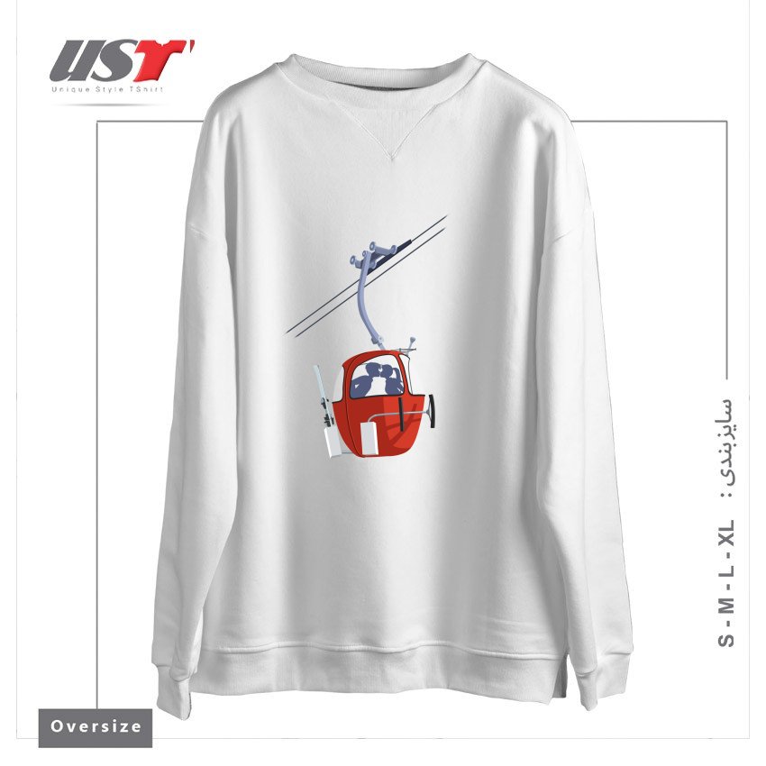 طرح SKI KISS سوییشرت اورسایزرنگ سفید