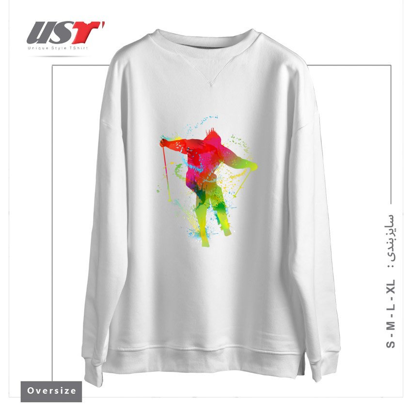 طرح SKIING سوییشرت اورسایزرنگ سفید