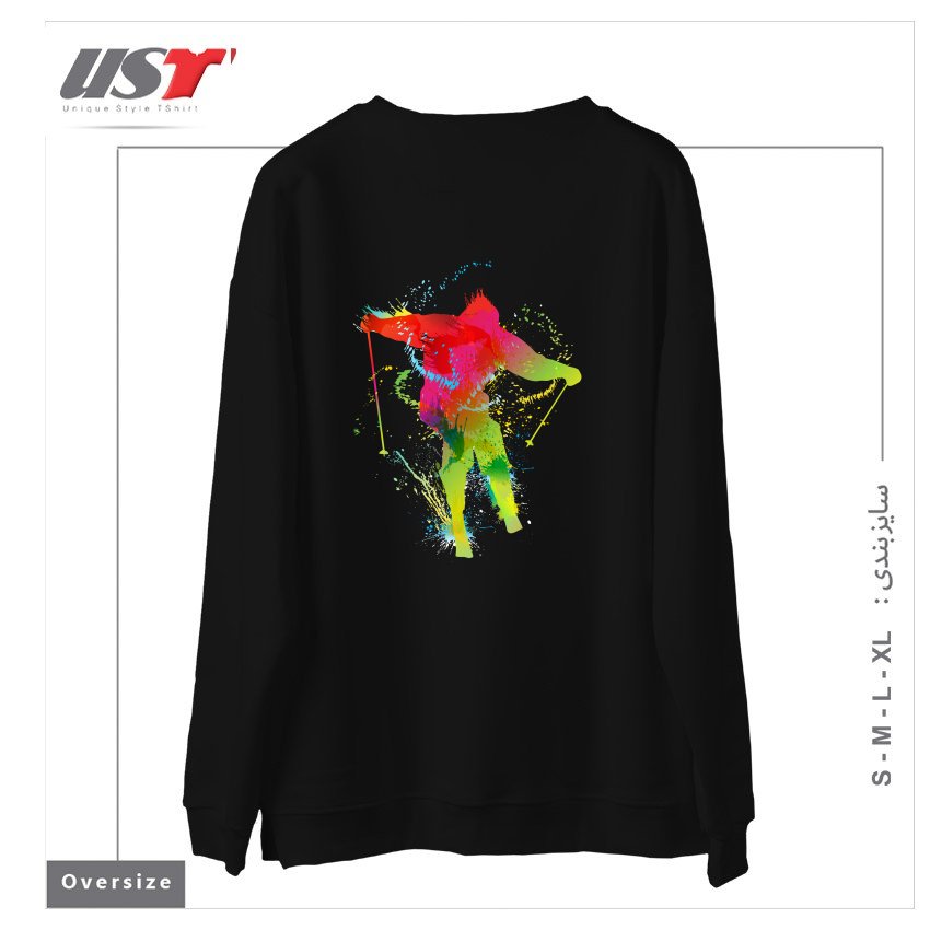 طرح SKIING سوییشرت اورسایزرنگ مشکی