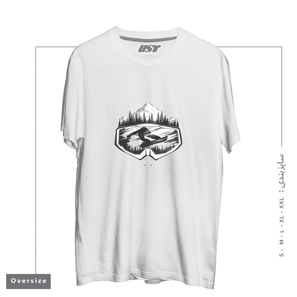 طرح SNOW AND WINTER ART تیشرت اورسایزرنگ سفید