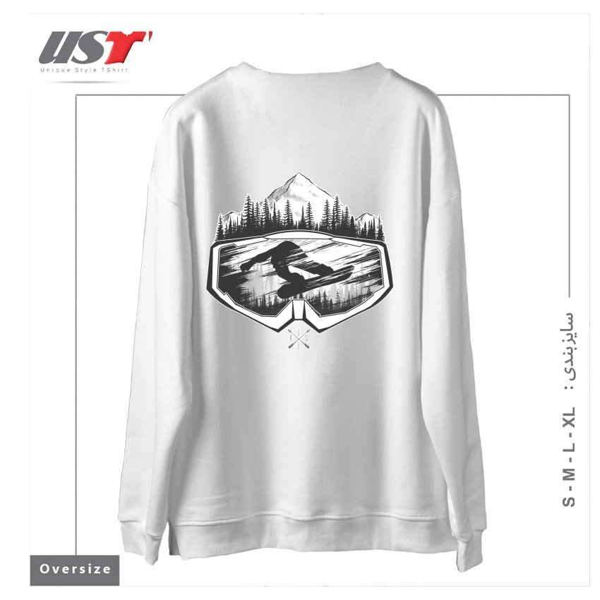 طرح SNOW AND WINTER ART سوییشرت اورسایزرنگ سفید