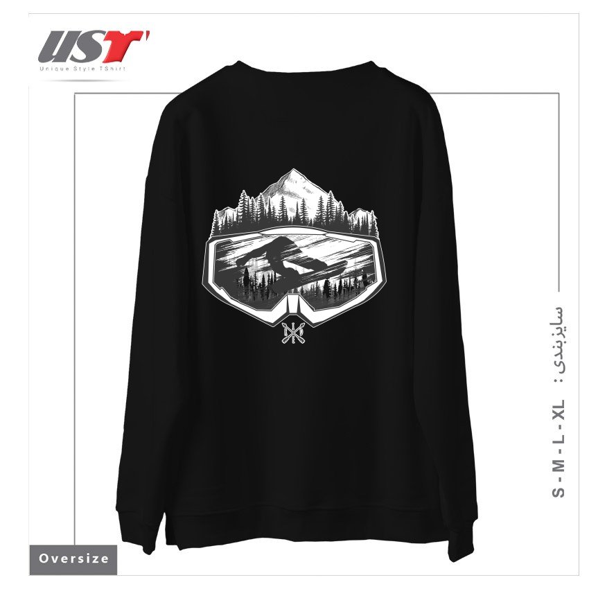 طرح SNOW AND WINTER ART سوییشرت اورسایزرنگ مشکی