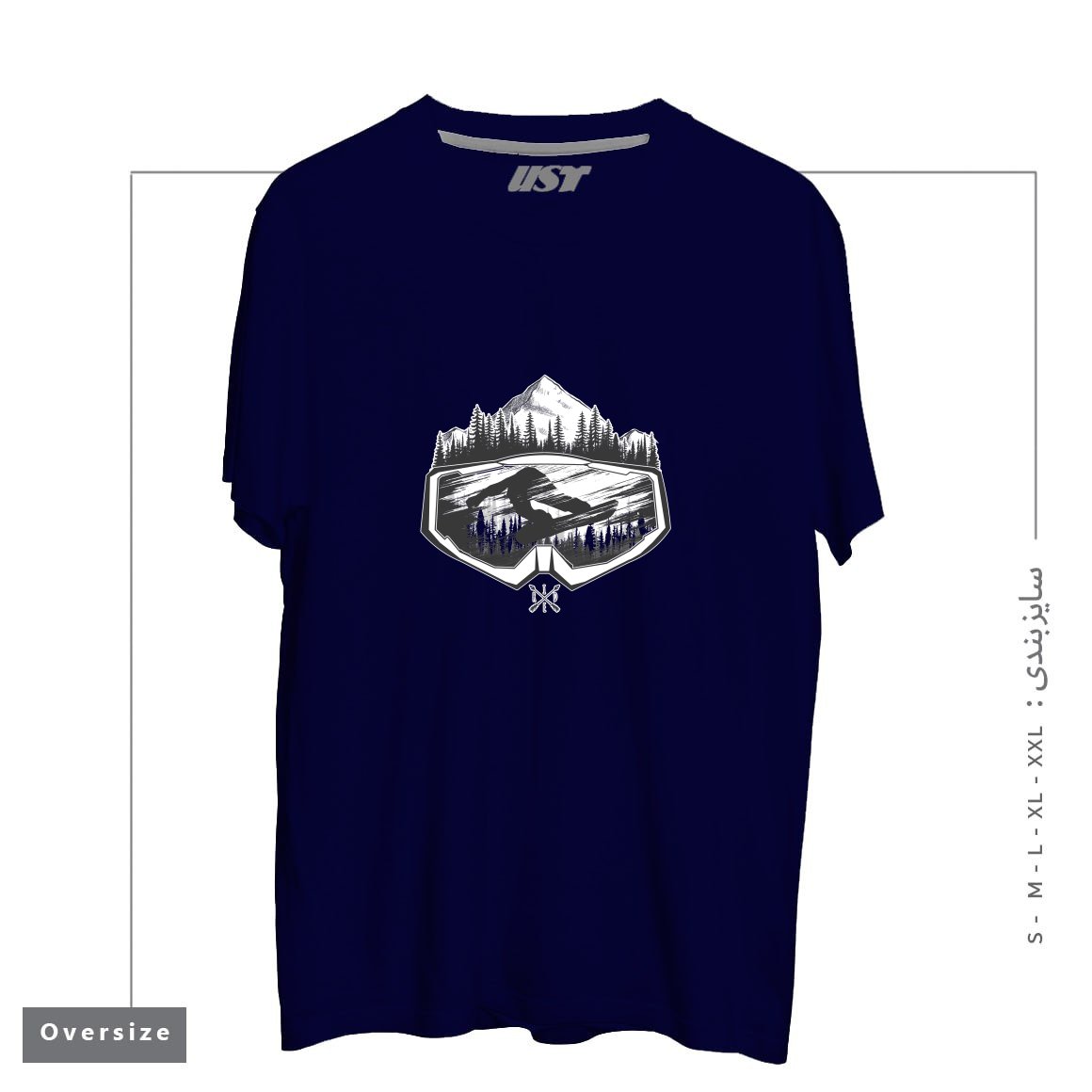 طرح SNOW AND WINTER ART تیشرت اورسایزرنگ سرمه ای