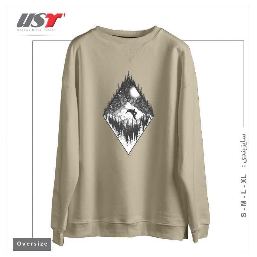 طرح SNOW AND WINTER ART58 سوییشرت اورسایزرنگ نخودی