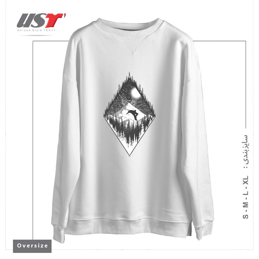 طرح SNOW AND WINTER ART58 سوییشرت اورسایزرنگ سفید