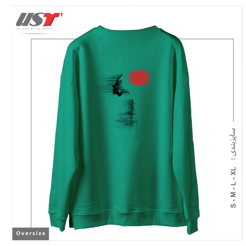 طرح SNOW AND WINTER ART85 سوییشرت اورسایزرنگ سبز سدری