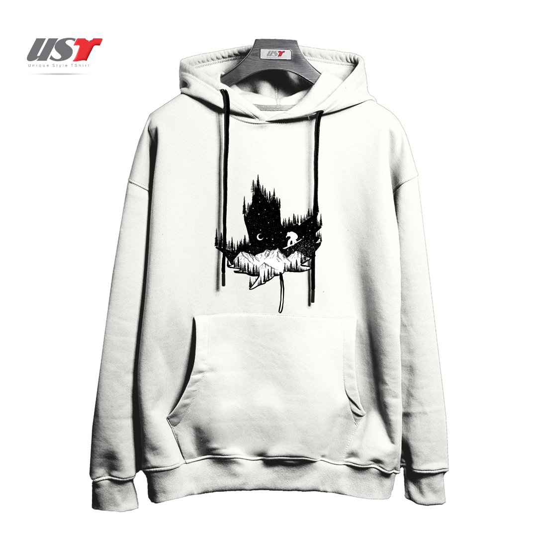 طرح SNOWBOARD ART هودی اورسایزرنگ سفید