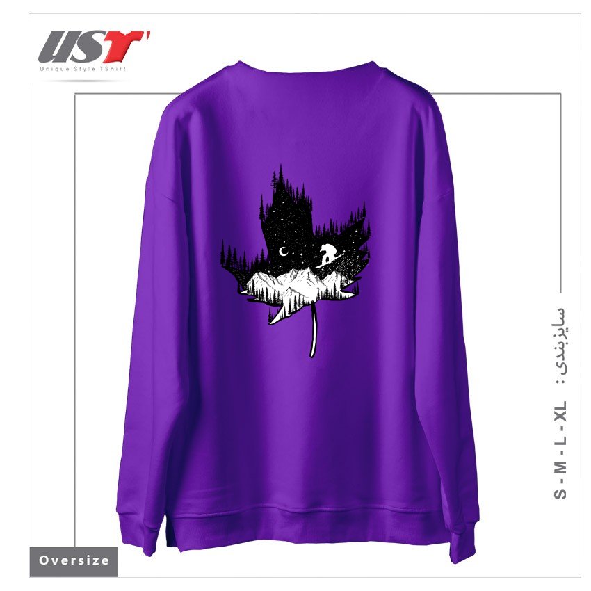 طرح SNOWBOARD ART سوییشرت اورسایزرنگ بنفش