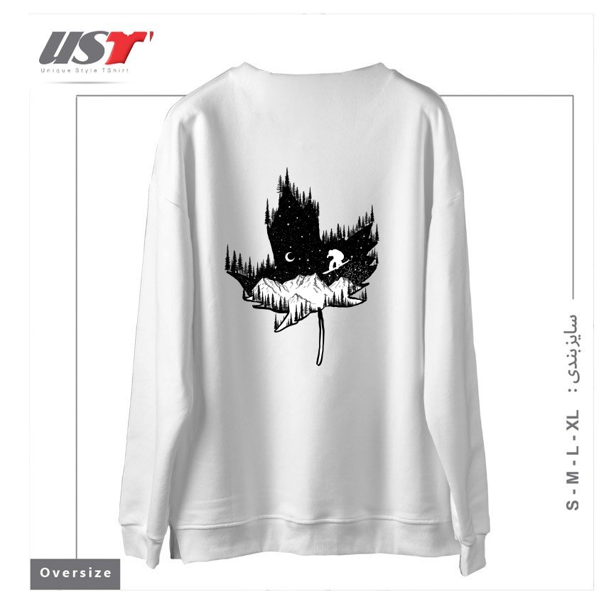طرح SNOWBOARD ART سوییشرت اورسایزرنگ سفید