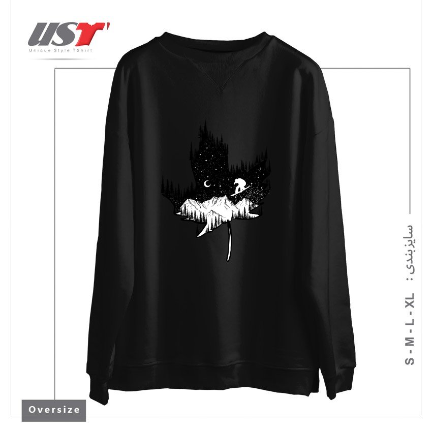 طرح SNOWBOARD ART سوییشرت اورسایزرنگ مشکی